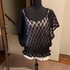 New Romantics Black crochet Top Size M